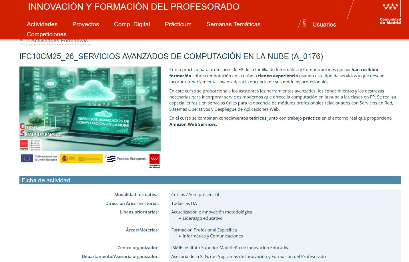 Previsualización de la ficha del curso